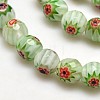 Faceted Millefiori Glass Round Beads Strands LK-P005-02-3
