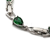 Teardrop Glass Link Chain Bracelets BJEW-H604-01P-01-3
