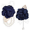 2Pcs 2 Style Silk Cloth Imitation Flower Brooch AJEW-CP0004-95-1