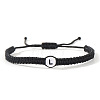 Flat Round with Letter Pattern Resin Beads Braided Bead Bracelets FS-WG43323-12-1
