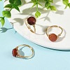 Natural Agate(Dyed & Heated) Copper Wire Finger Rings RJEW-JR01075-1