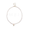 Shell Shaped Brass Pendant Necklace with Natural Pearl for Women NJEW-JN03831-2