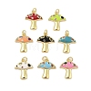 Mushroom Rack Plating Brass Micro Pave Cubic Zirconia Pendants KK-Z074-15G-1