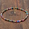 Natural & Synthetic Mixed Gemstone Disc Heishi Beaded Necklaces for Women IG0638-1-1