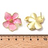 Brass Enamel Flower Stud Earrings EJEW-P322-03G-5