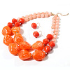 ABS Plastic Beaded Double Layer Necklaces & Dangle Earrings Sets for Women WGBA665-02-4