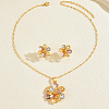 Vintage Brass Flower Stud Earrings & Pendant Necklaces Sets for Women GY5333-3