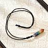 Chakra Double Terminal Pointed Bullet Shaped Stone Pendant Necklaces NJEW-Z060-01-3