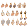 20Pcs 10 Styles Electroplated Natural Mixed Shell Pendants BSHE-GA0001-05-1