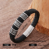 Vintage 304 Stainless Steel Men's Braided PU Leather Bracelets with Metal Magnetic Clasps LE2657-4-1