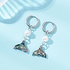 Paua Shell & 202 Stainless Steel Huggie Hoop Earrings EJEW-JE06964-02-1