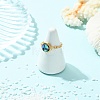 Copper Wired Natural Abalone Shell/Paua Shell Finger Rings for Women RJEW-JR01055-2