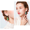 2 Pairs 2 Colors Glass Rectangle with Leaf Dangle Earring EJEW-FI0001-16-3