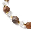 Natural Black Moonstone Beaded Stretch Bracelets for Women BJEW-JB12792-3