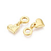 Brass 11:11 Heart European Dangle Charms KK-N259-21G-2