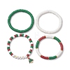 4Pcs 4 Style Handmade Polymer Clay Stretch Bracelets Set BJEW-TA00495-4