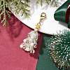 Christmas Tree Glass & Shell Pearl Pendant Decorations HJEW-TA00182-02-2