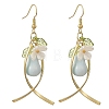Handmade Porcelain & Brass Dangle Earrings for Women EJEW-JE07508-3