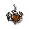 Natural Tiger Eye Heart Pendants KK-K331-01AS-02-2