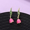 Brass Enamel Stud Earrings EJEW-F390-02G-02-2