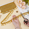 Polyester Braided Metallic Lace Trim with Metal Flat Round Tassel OCOR-WH0082-538-3