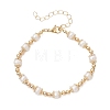 Natural Cultured Freshwater Pearl & Brass Beaded Bracelets for Women BJEW-JB13015-01-2