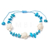 2Pcs 2 Styles Synthetic Turquoise & Natural Magnesite Braided Beaded Bracelets BJEW-JB10202-3