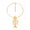 Ocean Zinc Alloy Fishbone Shape Pendant Necklaces for Women WG08D18-01-1