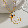 304 Stainless Steel Enamel Yellow Bee Double Layer Hand Chain Ring Bracelets for Women PB5833-3