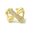 Brass Micro Pave Cubic Zirconia Open Cuff Ring RJEW-K256-28G-2