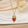 Brass Micro Pave Clear Cubic Zirconia Enamel Sacred Heart Pendant 304 Stainless Steel Cable Chain Necklaces WGB424C-04-1