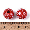 Christmas Spray Painted Schima Wood Beads WOOD-T032-35E-3