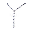 Handmade Blue and White Porcelain and Dyed Natural Lapis Lazuli Round Rosary Bead Necklaces NJEW-JN05750-2