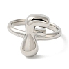 Initials Brass Open Cuff Ring for Women RJEW-N046-02F-P-2