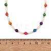 Dyed Round Natural Freshwater Shell & Rice Natural White Shell Beaded Necklaces for Women NJEW-JN06255-4