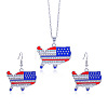 Independence Day Zinc Alloy Enamel & Rhinestone Pendant Necklaces & Dangle Earrings Sets FS-WG64DB3-11-1