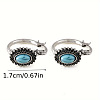 Bohemian Style Alloy Turquoise Oval Hoop Earrings FS-WG66729-01-4
