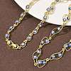 Brass Enamel Evil Eye Link Chain Necklaces NJEW-G183-01G-04-1