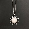 Natural White Jade Sun Pendant Alloy Chain Vintage Necklaces WB3716-5-1