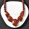 Natural Red Jasper Faceted Bib Graduated Beaded Necklaces for Women NJEW-B128-01O-1