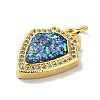 Rack Plating Brass Micro Pave Cubic Zirconia with Synthetic Opal Pendants KK-D088-11G-3