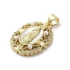 Brass Pave Shell Pendants KK-I708-16G-G-2