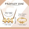 Angel Number Pendant Necklace & Open Cuff Ring JX198A-3