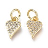 Brass Micro Pave Clear Cubic Zirconia Charms ZIRC-Q024-06G-2