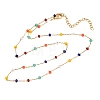 Colorful Rondelle Plastic Beads Handmade Link Chain Necklaces NJEW-P354-02B-G-2