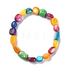 Dyed Natural Shell Nugget Beaded Stretch Bracelet for Women BJEW-JB09383-02-1