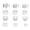 1 Box 9Pcs 304 Stainless Steel Cuff Pad Ring Settings DIY-PJ0001-11-16
