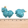 304 Stainless Steel with Deep Sky Blue Enamel Pendants SA-CBAF5D5-12G-3
