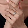 Rhodium Plated 925 Sterling Silver Micro Pave Cubic Zirconia Finger Rings for Women WGD6E9D-12-3