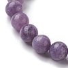 Natural Lepidolite/Purple Mica Stone Stretch Bracelets BJEW-JB10092-04-4